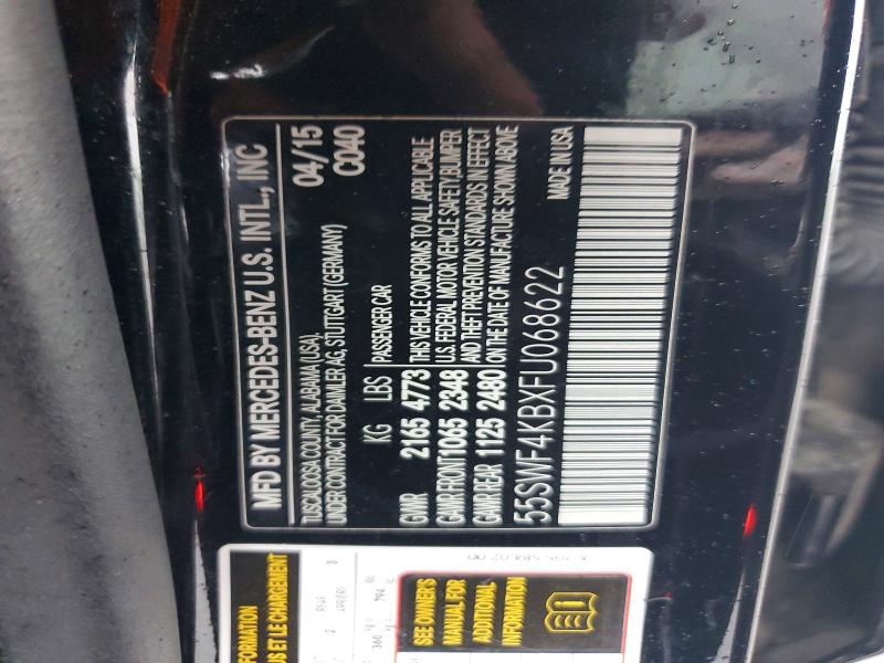 Aukcja sprzedaży 2015 Mercedes-benz C, vin: 55SWF4KBXFU068622, numer aukcji: 79391665