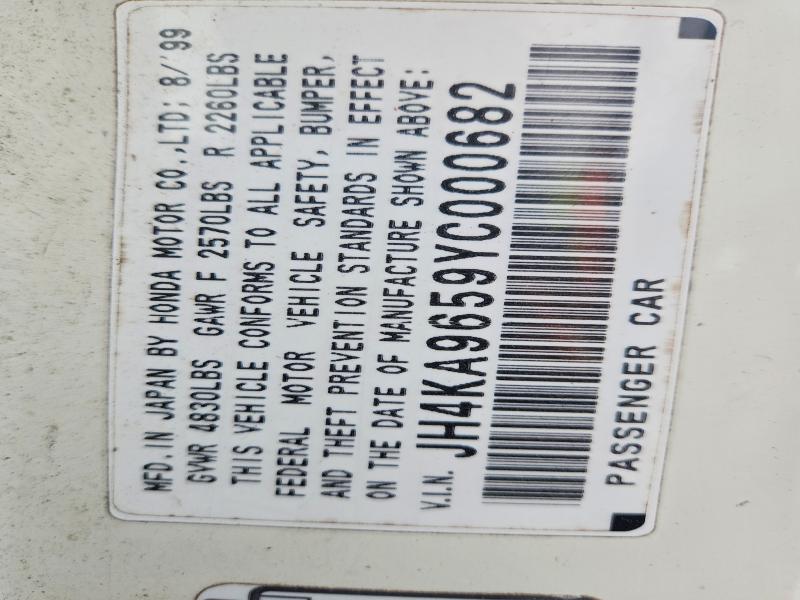 Aukcja sprzedaży 2000 Acura 3.5rl, vin: JH4KA9659YC000682, numer aukcji: 76704935
