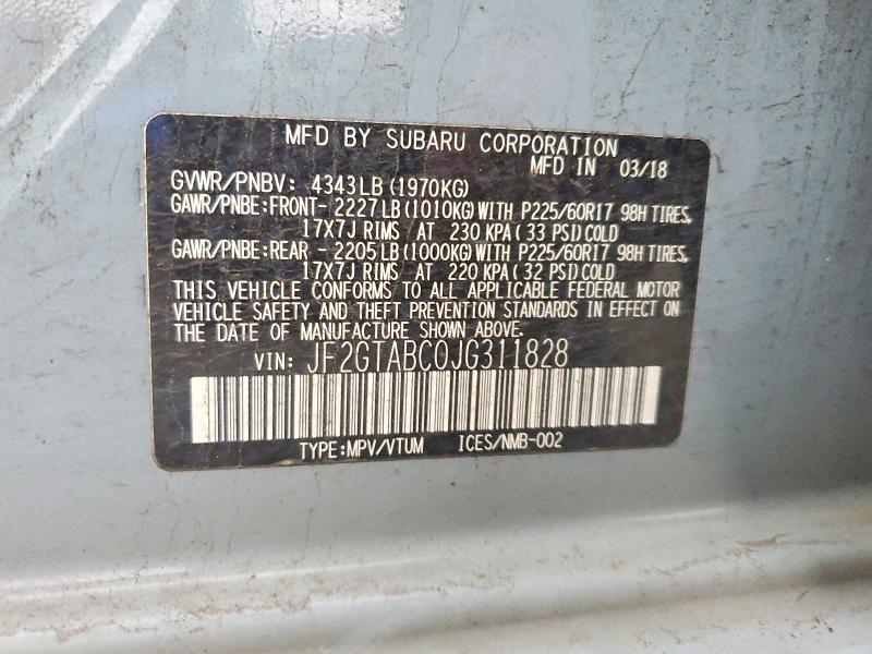 Продажа на аукционе авто 2018 Subaru Crosstrek, vin: JF2GTABC0JG311828, номер лота: 75428645