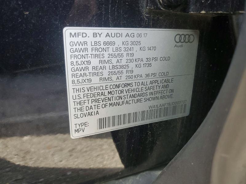 78306965 :رقم المزاد ، WA1LAAF78JD003737 vin ، 2018 Audi Q7 مزاد بيع