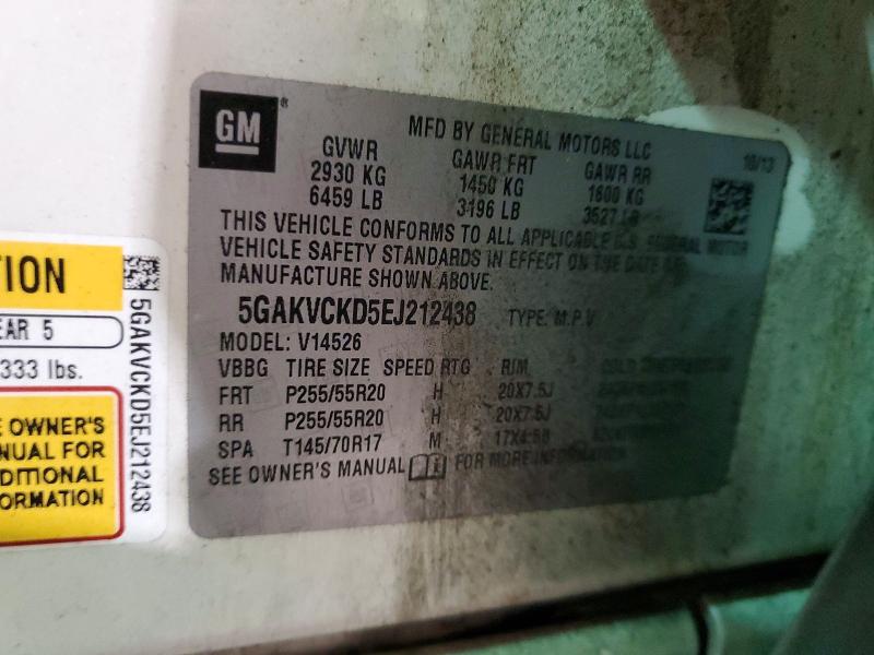 76000845 :رقم المزاد ، 5GAKVCKD5EJ212438 vin ، 2014 Buick Enclave مزاد بيع