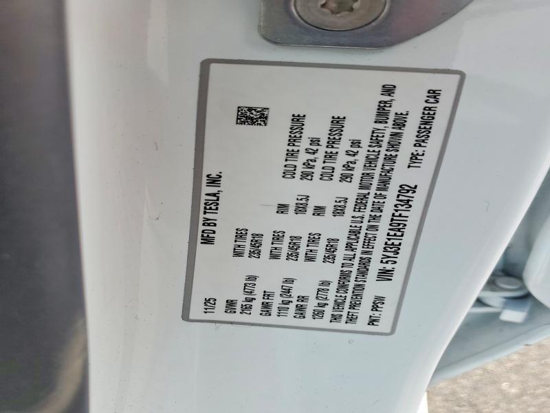 Aukcja sprzedaży 2026 Tesla Model 3, vin: 5YJ3E1EA9TF134792, numer aukcji: 77336245
