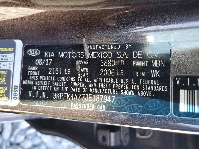 Aukcja sprzedaży 2018 Kia Forte, vin: 3KPFK4A77JE187947, numer aukcji: 77263795