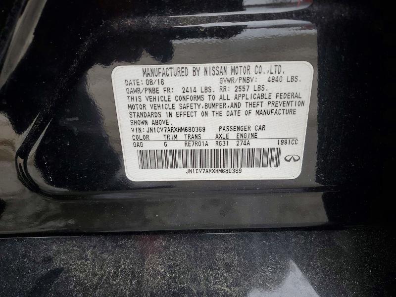 Aukcja sprzedaży 2017 Infiniti Q50, vin: JN1CV7ARXHM680369, numer aukcji: 77203445