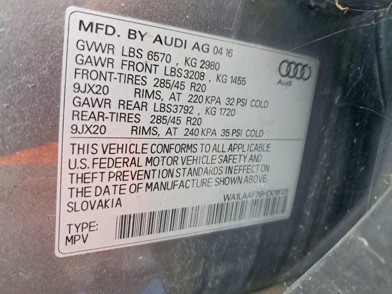 Aukcja sprzedaży 2017 Audi Q7, vin: WA1LAAF76HD016125, numer aukcji: 77797375