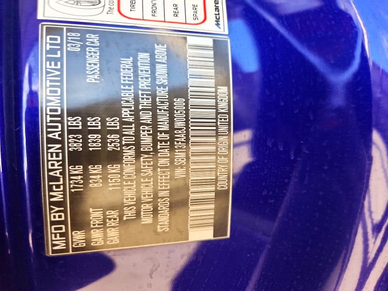 Продажа на аукционе авто 2018 Mclaren Automotive 570s, vin: SBM13FAA8JW005006, номер лота: 78190725