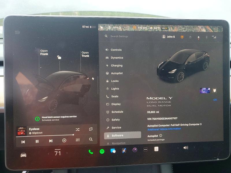 2022 Tesla Model Y მანქანა იყიდება აუქციონზე, vin: 7SAYGDEE3NA007107, აუქციონის ნომერი: 75002555