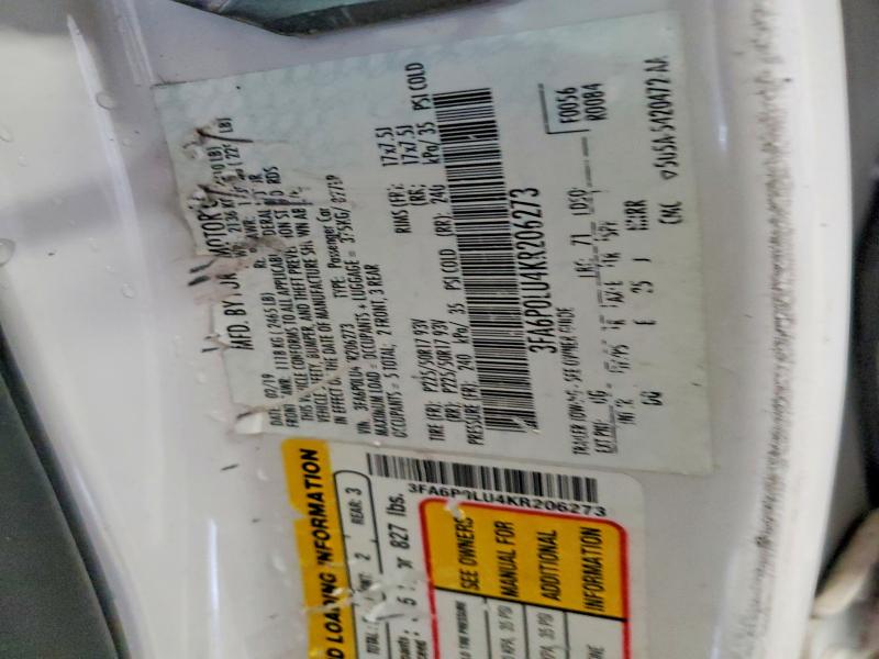 Aukcja sprzedaży 2019 Ford Fusion, vin: 3FA6P0LU4KR206273, numer aukcji: 76231655