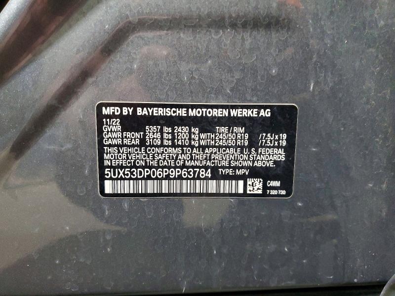 Aukcja sprzedaży 2023 Bmw X3, vin: 5UX53DP06P9P63784, numer aukcji: 77188025