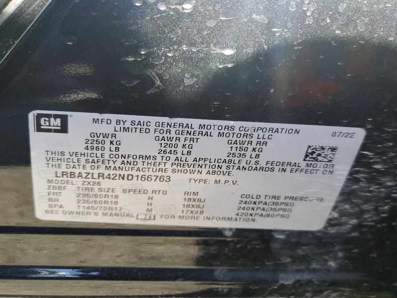 78256255 :رقم المزاد ، LRBAZLR42ND166763 vin ، 2022 Buick Envision مزاد بيع