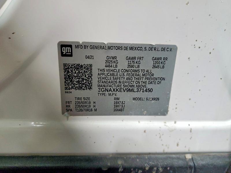 77778165 :رقم المزاد ، 3GNAXKEV9ML371450 vin ، 2021 Chevrolet Equinox مزاد بيع