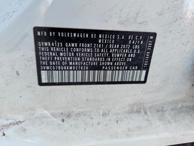 76325335 :رقم المزاد ، 3VWC57BU8KM027628 vin ، 2019 Volkswagen Jetta مزاد بيع