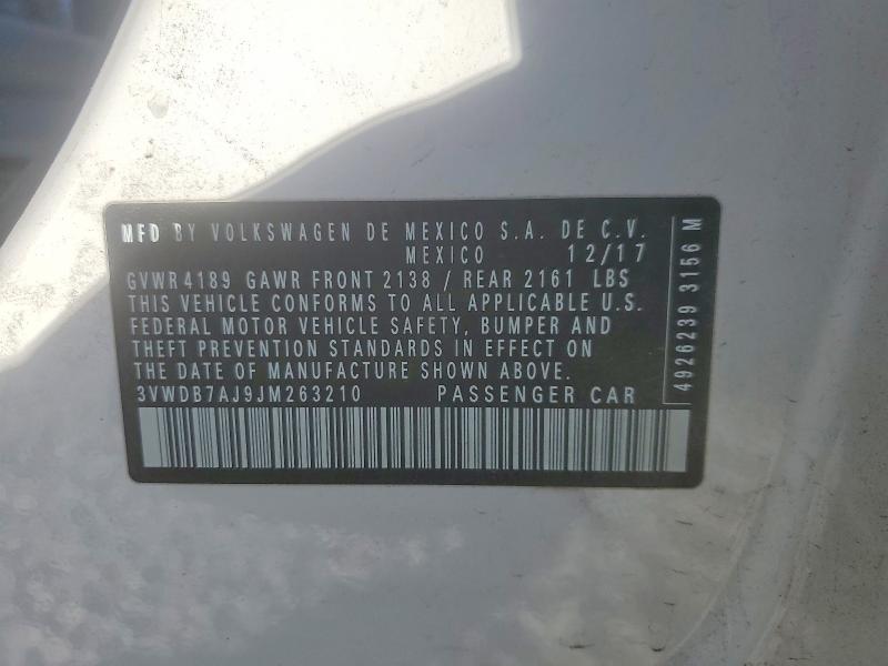 Продаж на аукціоні авто 2018 Volkswagen Jetta, vin: 3VWDB7AJ9JM263210, номер лоту: 78551325