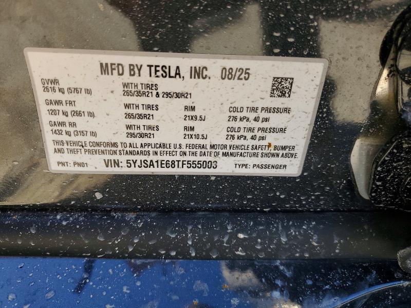 Продаж на аукціоні авто 2026 Tesla Model S, vin: 5YJSA1E68TF555003, номер лоту: 78648975