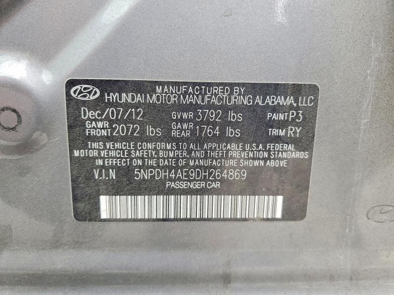 75702025 :رقم المزاد ، 5NPDH4AE9DH264869 vin ، 2013 Hyundai Elantra مزاد بيع