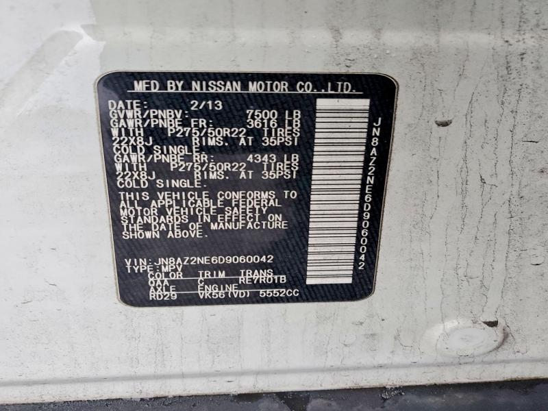 2013 Infiniti Qx56 მანქანა იყიდება აუქციონზე, vin: JN8AZ2NE6D9060042, აუქციონის ნომერი: 75610955