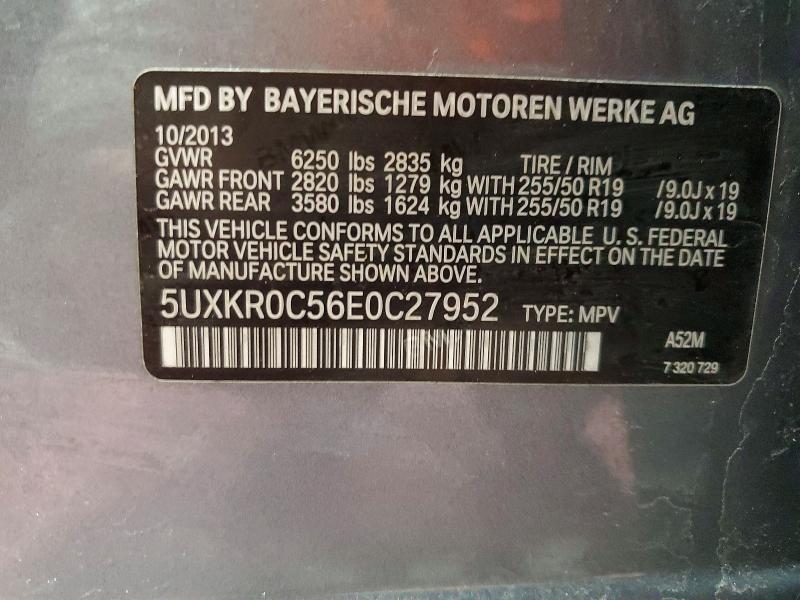 75029605 :رقم المزاد ، 5UXKR0C56E0C27952 vin ، 2014 Bmw X5 مزاد بيع