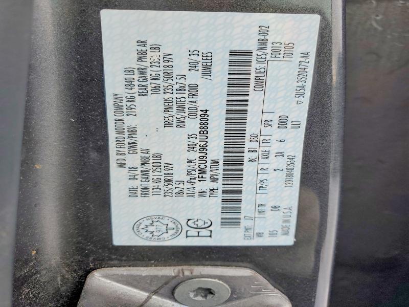 Продажа на аукционе авто 2018 Ford Escape Tit, vin: 1FMCU9J96JUB88094, номер лота: 75062015