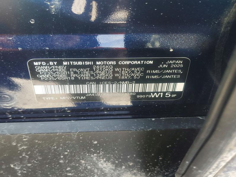 77092825 :رقم المزاد ، JA4J4UA82SZ623780 vin ، 2025 Mitsubishi Outlander مزاد بيع