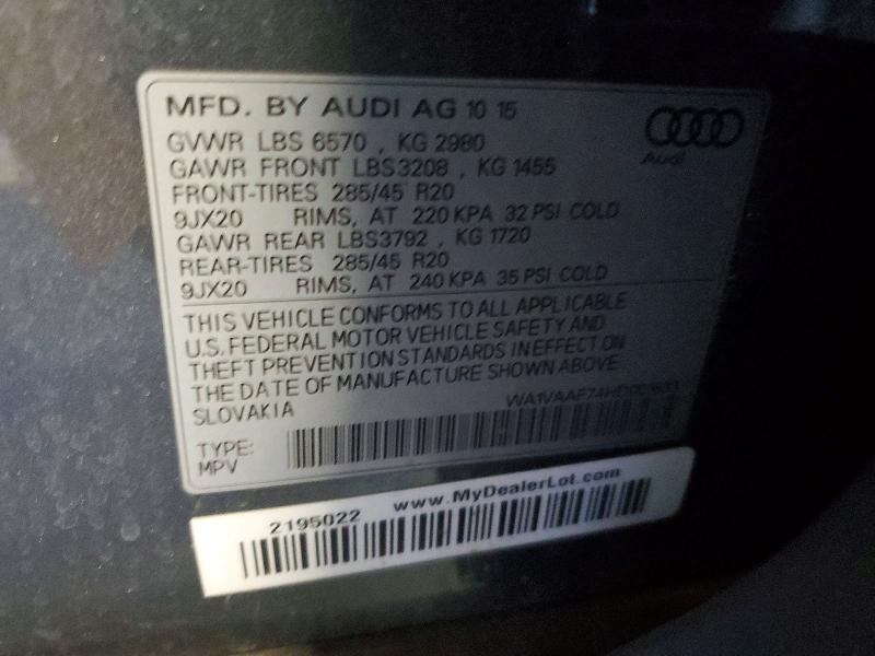 Продажа на аукционе авто 2017 Audi Q7, vin: WA1VAAF74HD001633, номер лота: 75976395