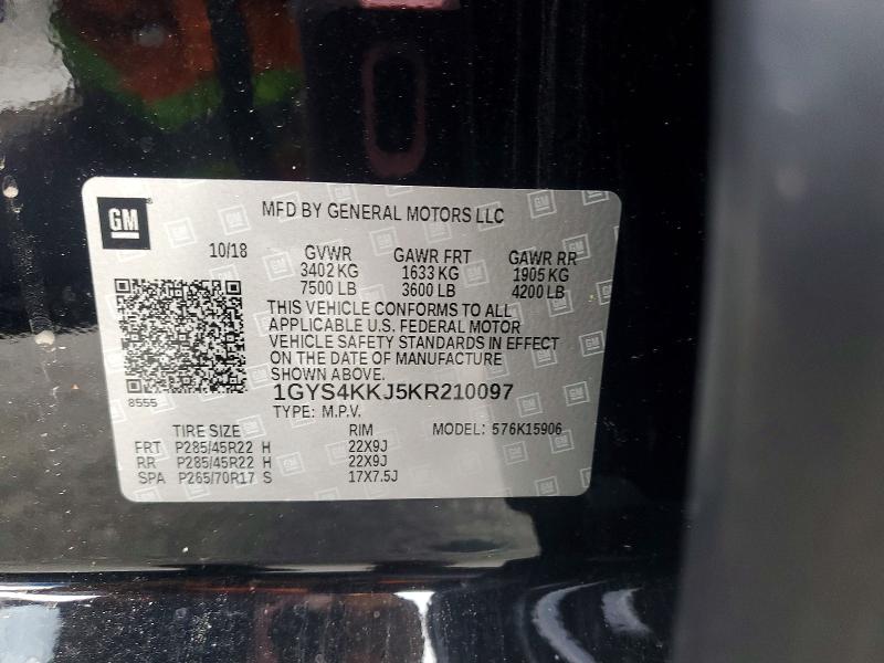 Auction sale of the 2019 Cadillac Escalade, vin: 1GYS4KKJ5KR210097, lot number: 78262265