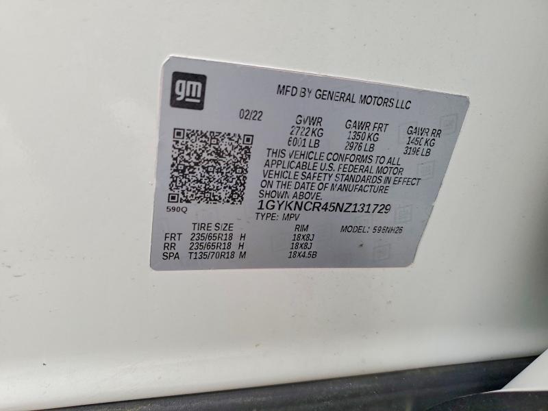 Aukcja sprzedaży 2022 Cadillac Xt5, vin: 1GYKNCR45NZ131729, numer aukcji: 78779485