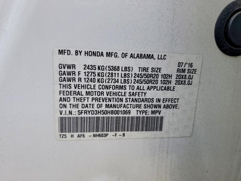 Aukcja sprzedaży 2017 Acura Mdx, vin: 5FRYD3H50HB001069, numer aukcji: 75976275