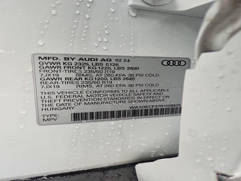 2024 Audi Q3 მანქანა იყიდება აუქციონზე, vin: WA1DECF37R1108526, აუქციონის ნომერი: 77401165
