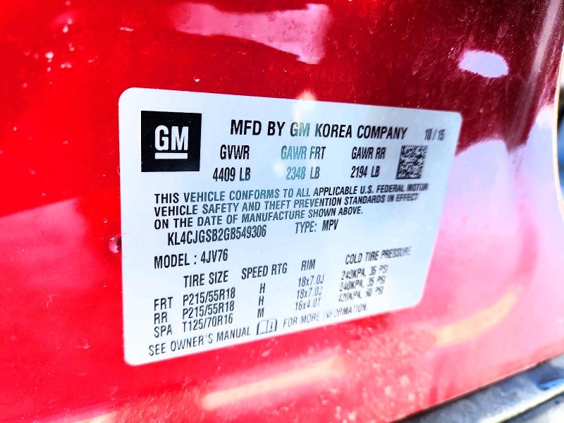 Продаж на аукціоні авто 2016 Buick Encore, vin: KL4CJGSB2GB549306, номер лоту: 78960925
