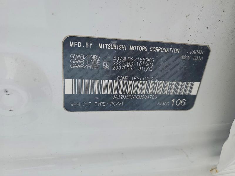 77039865 :رقم المزاد ، JA32U8FW1GU604780 vin ، 2016 Mitsubishi Lancer مزاد بيع