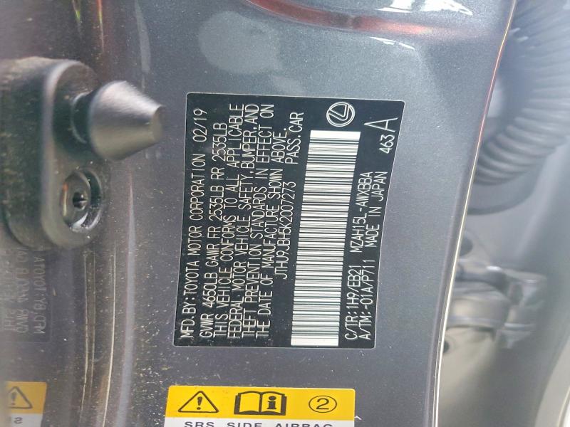 76641245 :رقم المزاد ، JTHU9JBH5K2007273 vin ، 2019 Lexus Ux مزاد بيع