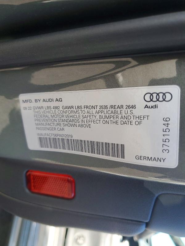 77513045 :رقم المزاد ، WAUFACF56PA012019 vin ، 2023 Audi A5 مزاد بيع
