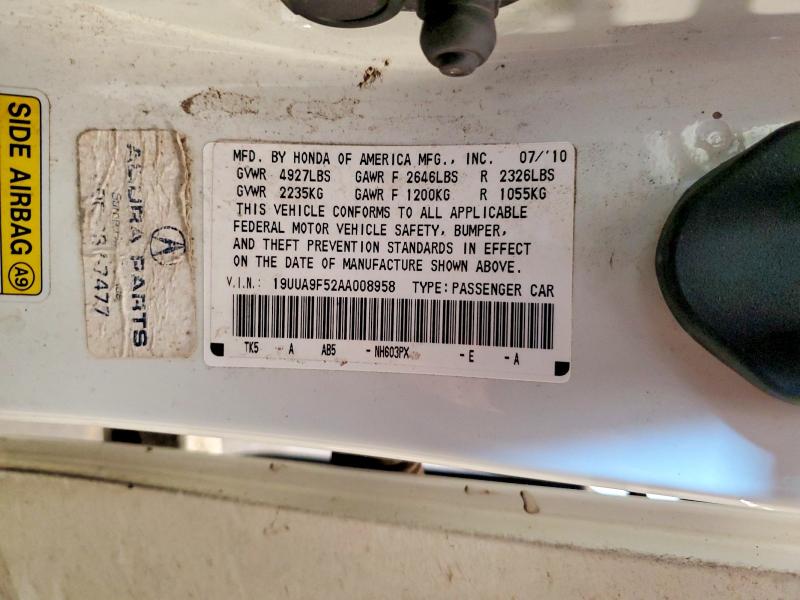 74217455 :رقم المزاد ، 19UUA9F52AA008958 vin ، 2010 Acura Tl مزاد بيع