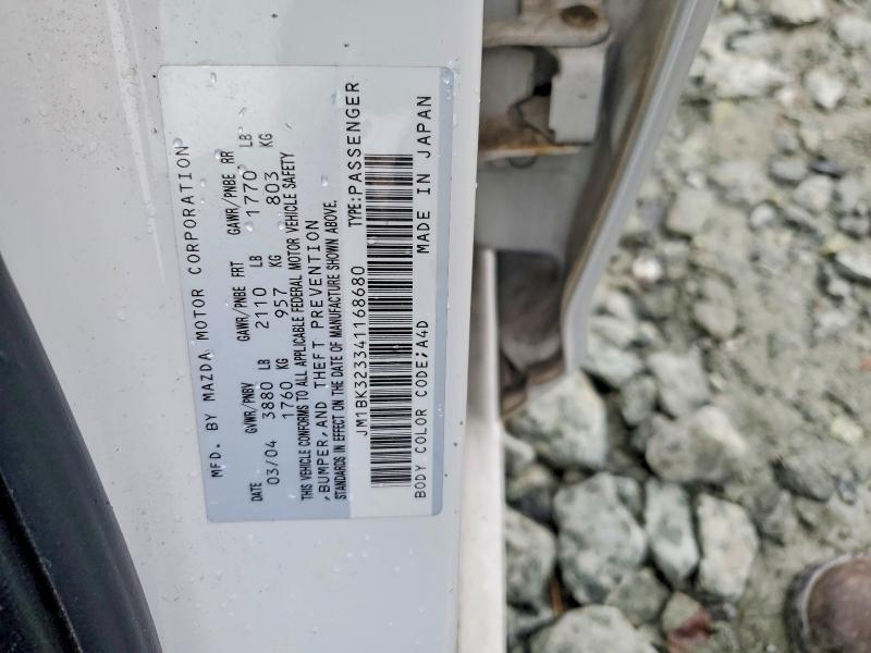 2004 Mazda 3 მანქანა იყიდება აუქციონზე, vin: JM1BK323341168680, აუქციონის ნომერი: 79174375