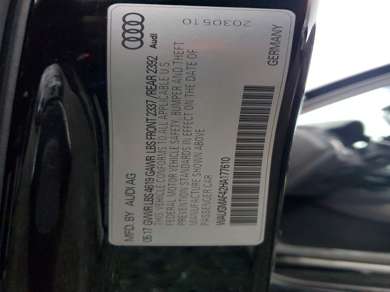 2017 Audi A4 მანქანა იყიდება აუქციონზე, vin: WAUGMAF42HA177610, აუქციონის ნომერი: 77211925