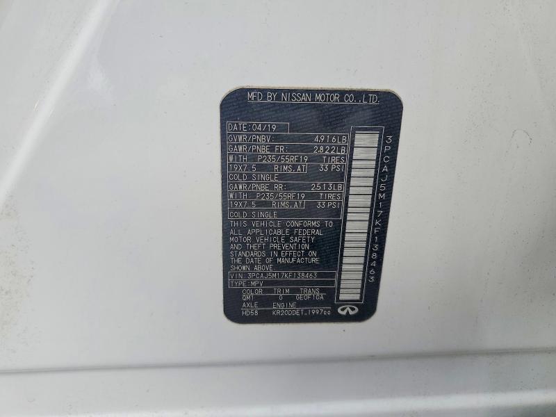 2019 Infiniti Qx50 მანქანა იყიდება აუქციონზე, vin: 3PCAJ5M17KF138463, აუქციონის ნომერი: 77207925