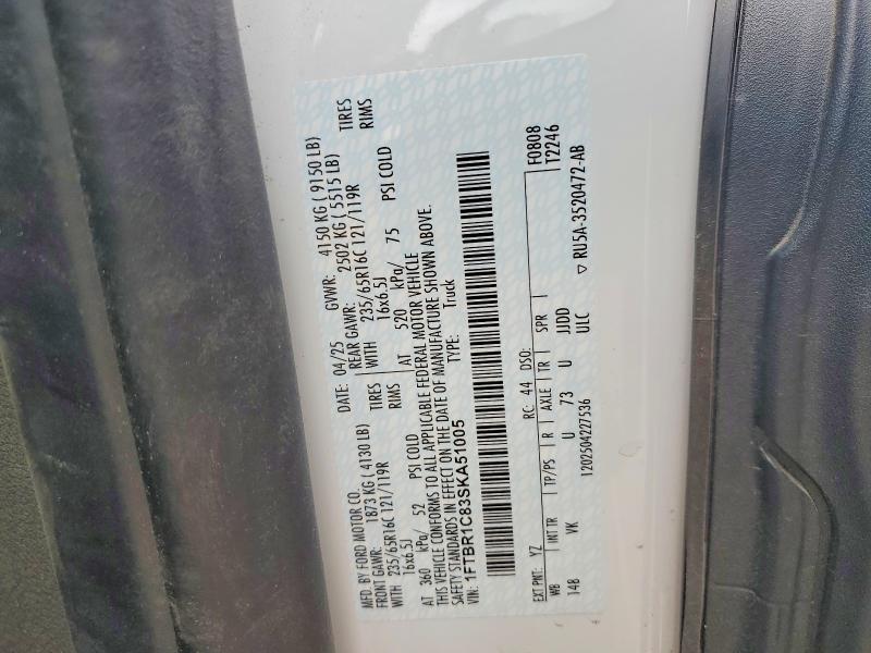 Продаж на аукціоні авто 2025 Ford Transit, vin: 1FTBR1C83SKA51005, номер лоту: 79096315