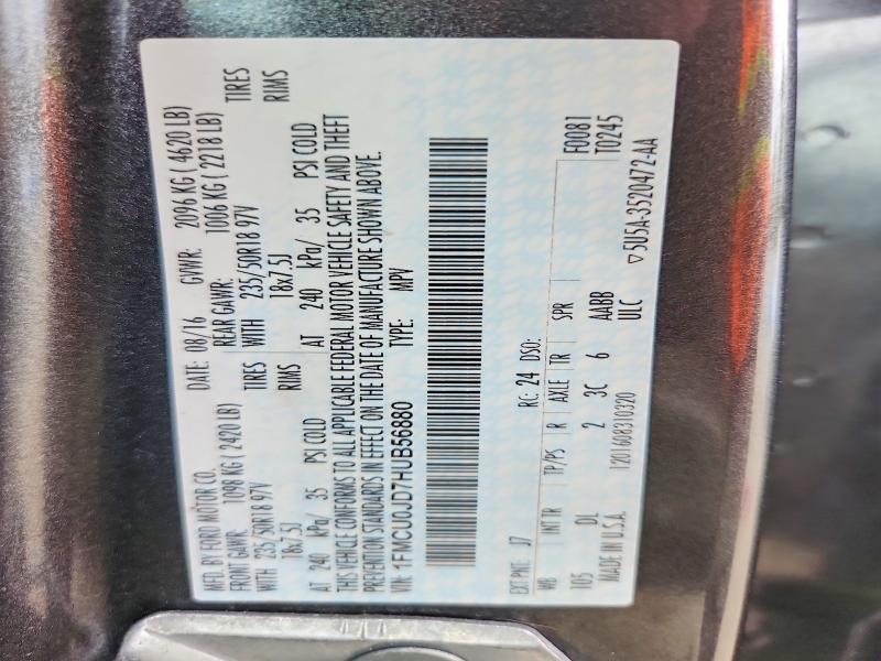 Aukcja sprzedaży 2017 Ford Escape, vin: 1FMCU0JD7HUB56880, numer aukcji: 78886205