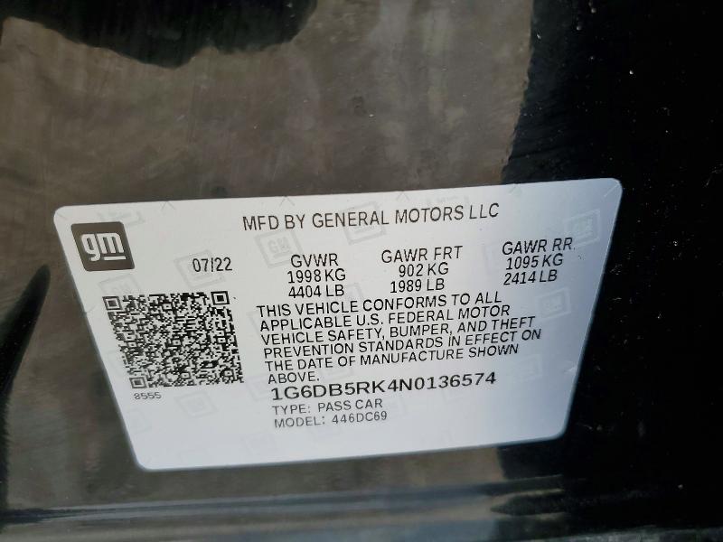 Продажа на аукционе авто 2022 Cadillac Ct4, vin: 1G6DB5RK4N0136574, номер лота: 77561055