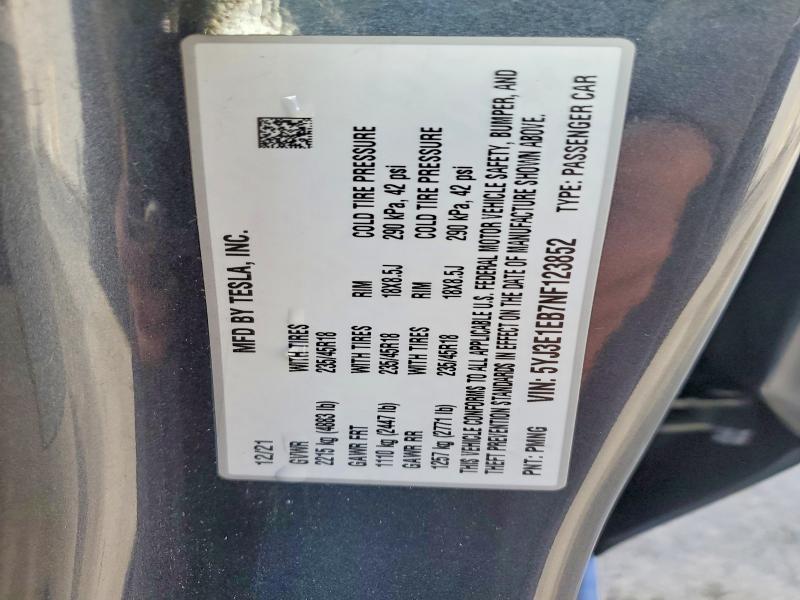 Продаж на аукціоні авто 2022 Tesla Model 3, vin: 5YJ3E1EB7NF123852, номер лоту: 76913585