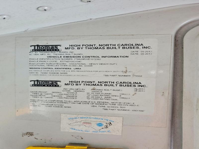 Продажа на аукционе авто 2014 Thomas School Bus, vin: 1T88U9E22E1272362, номер лота: 72396435