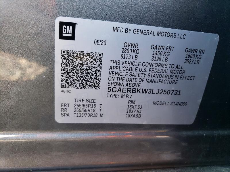 Продажа на аукционе авто 2020 Buick Enclave, vin: 5GAERBKW3LJ250731, номер лота: 75878415