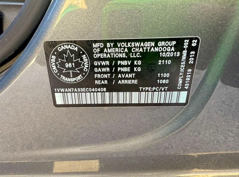 77234925 :رقم المزاد ، 1VWAN7A33EC040406 vin ، 2014 Volkswagen Passat S مزاد بيع
