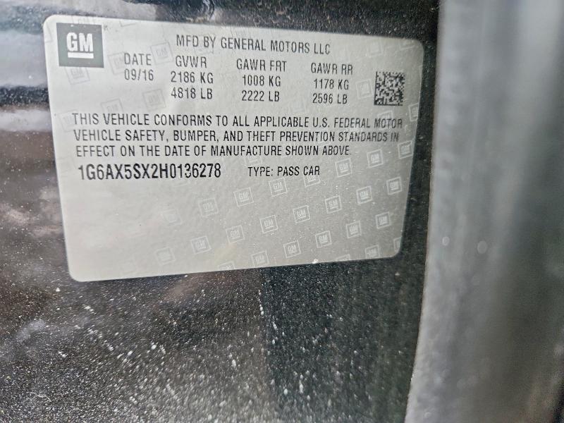 Продажа на аукционе авто 2017 Cadillac Cts, vin: 1G6AX5SX2H0136278, номер лота: 76339365