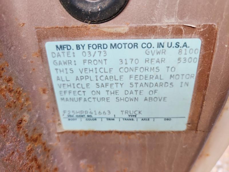 Aukcja sprzedaży 1973 Ford F250, vin: F25HRR41663, numer aukcji: 78402775