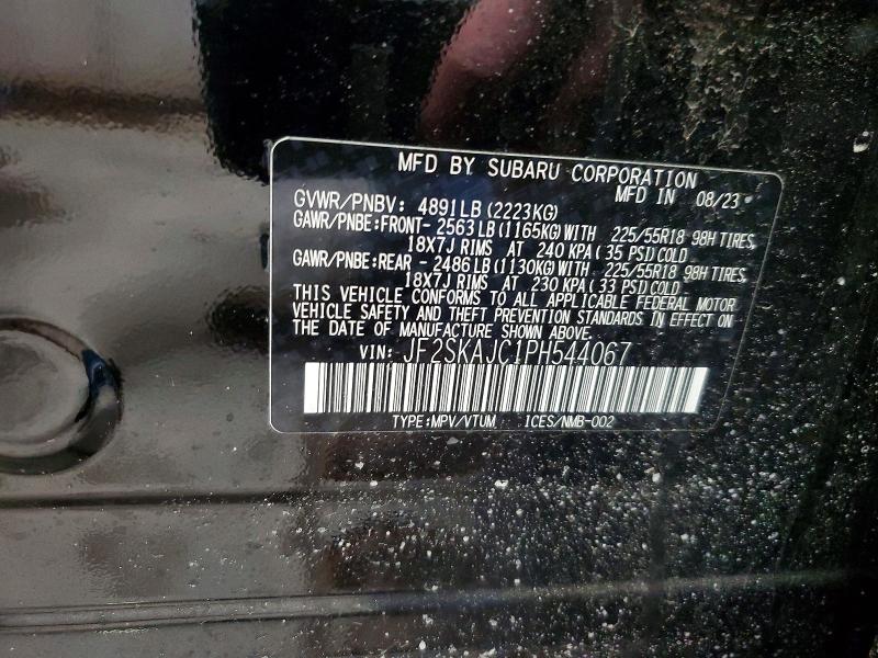 76939975 :رقم المزاد ، JF2SKAJC1PH544067 vin ، 2023 Subaru Forester مزاد بيع