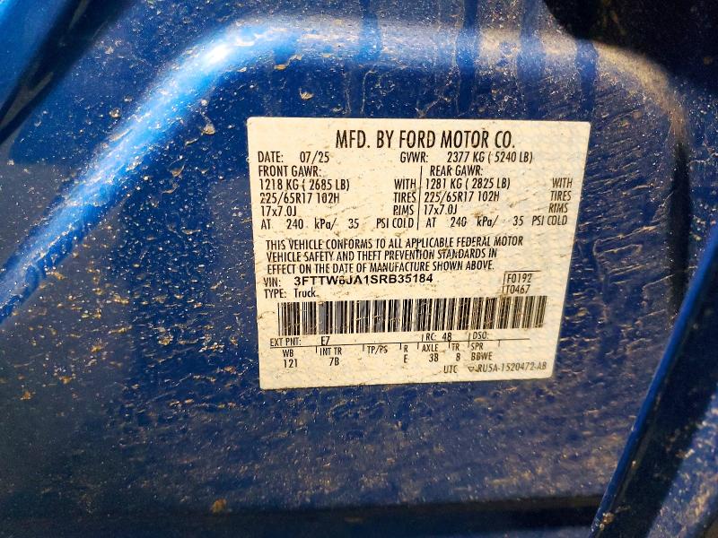 2025 Ford Maverick მანქანა იყიდება აუქციონზე, vin: 3FTTW8JA1SRB35184, აუქციონის ნომერი: 79370565