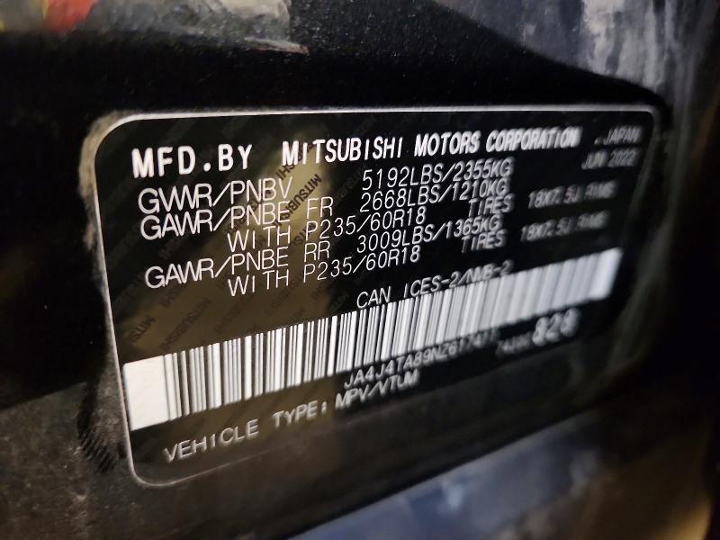 77764785 :رقم المزاد ، JA4J4TA89NZ617411 vin ، 2022 Mitsubishi Outlander مزاد بيع
