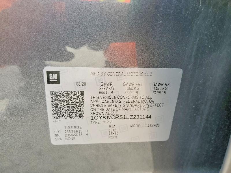 2020 Cadillac Xt5 მანქანა იყიდება აუქციონზე, vin: 1GYKNCRS1LZ231144, აუქციონის ნომერი: 78882605