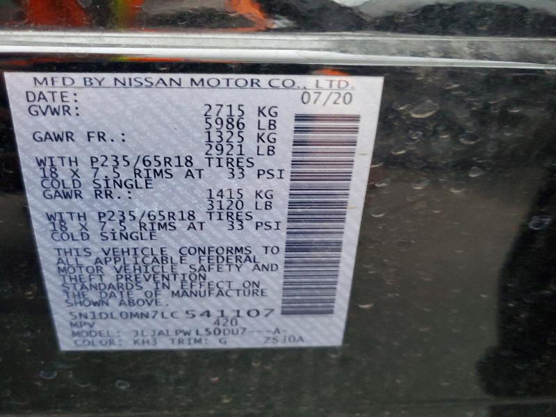 Aukcja sprzedaży 2020 Infiniti Qx60, vin: 5N1DL0MN7LC541107, numer aukcji: 77866015